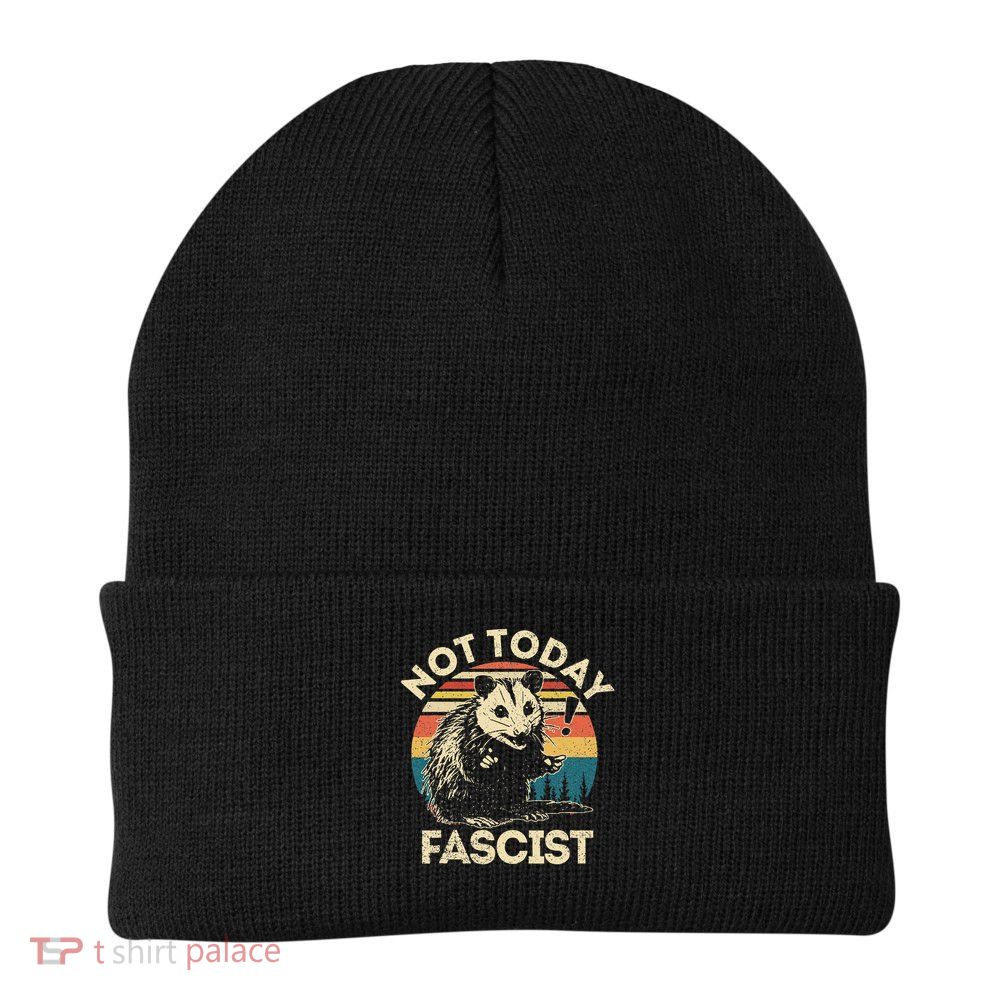 Not Today Fascist Funny Opossum Social Possum Team Trash Gift Beanie