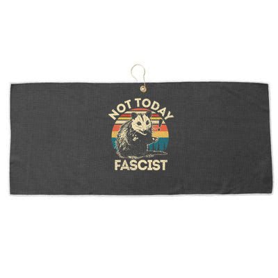 Not Today Fascist Funny Opossum Social Possum Team Trash Gift Large Microfiber Waffle Golf Towel