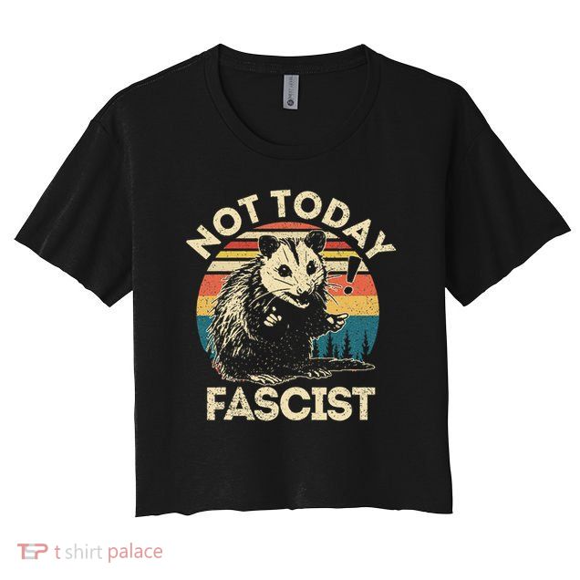 Not Today Fascist Funny Opossum Social Possum Team Trash Gift Crop Top