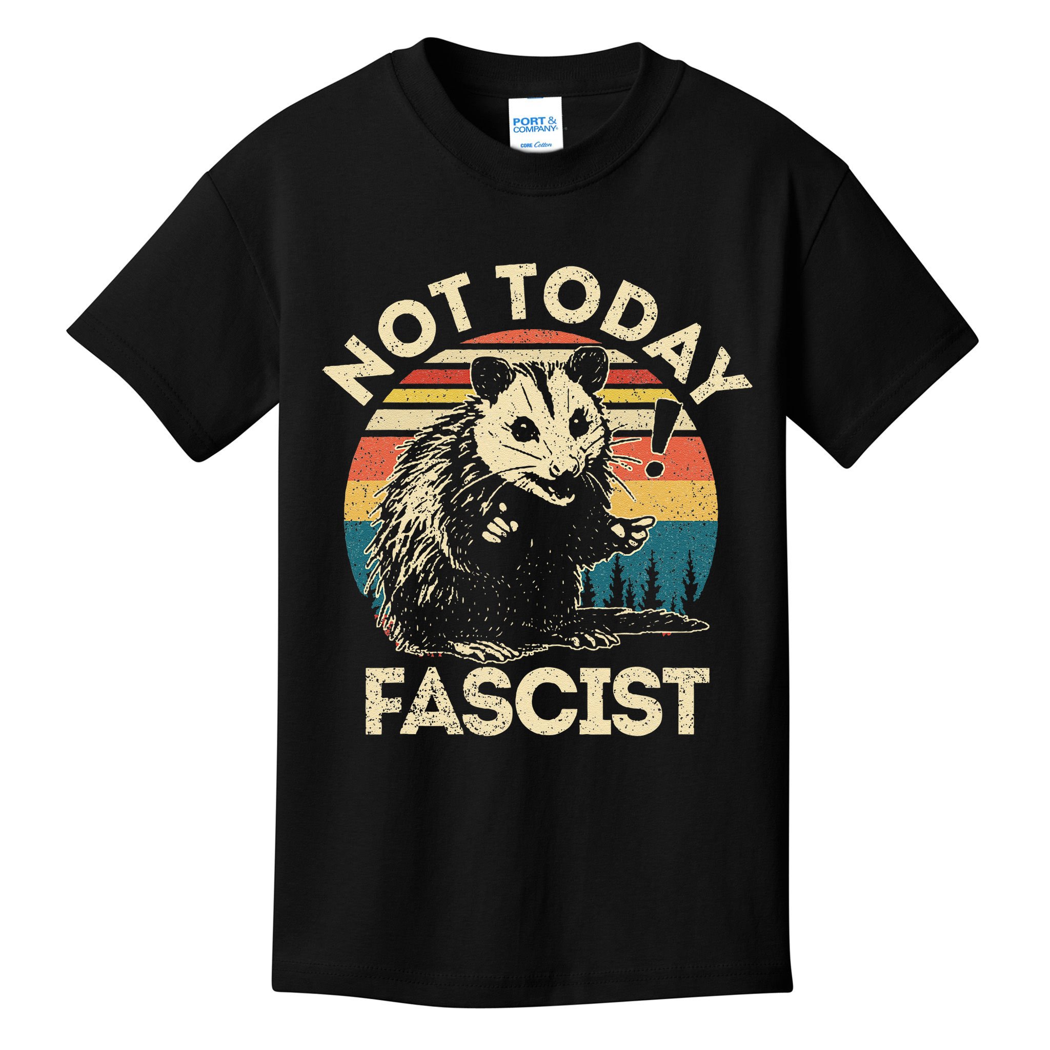 Not Today Fascist Funny Opossum Social Possum Team Trash Gift Kids T-Shirt
