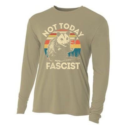 Not Today Fascist Funny Opossum Social Possum Team Trash Gift Cooling Performance Long Sleeve Crew