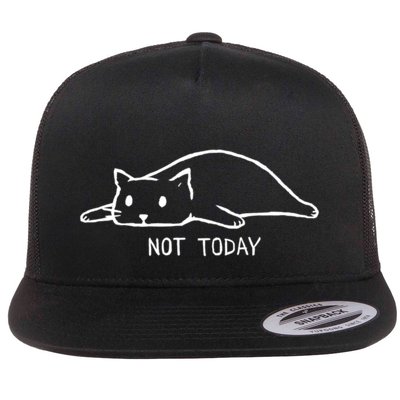 Not Today Funny Cat Funny Gift Sleepy Cat Pet Lazy Gift Flat Bill Trucker Hat