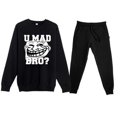 New Troll Face U Mad Smile Bro Premium Crewneck Sweatsuit Set