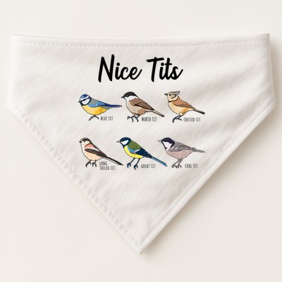 Nice Tits Funny Bird Watching Birding USA-Made Doggie Bandana