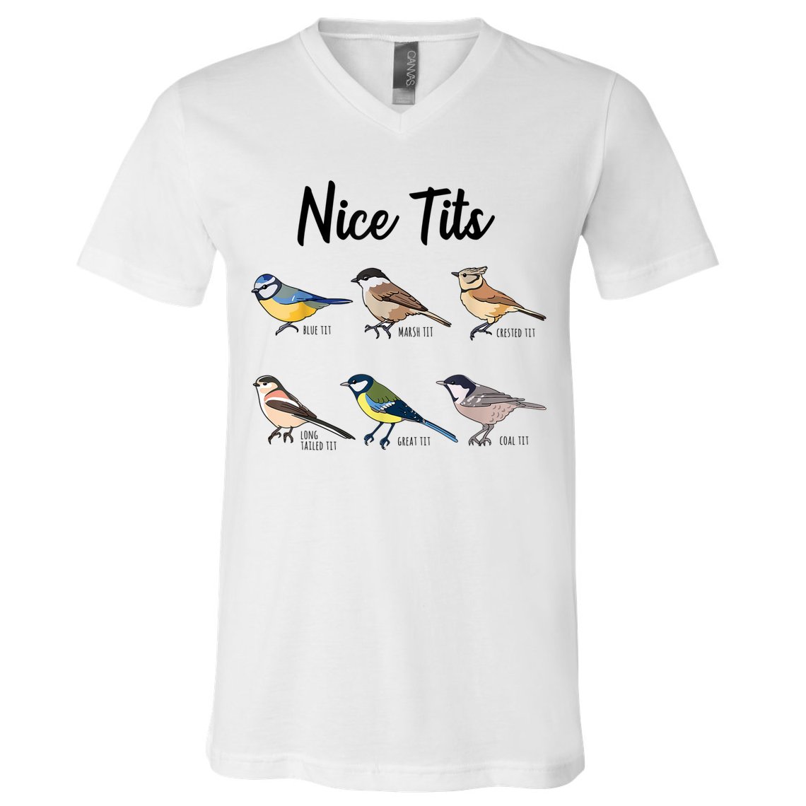 Nice Tits Funny Bird Watching Birding V-Neck T-Shirt