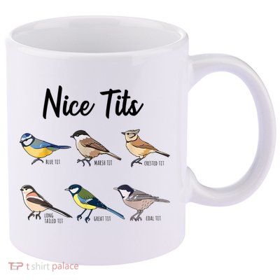 Nice Tits Funny Bird Watching Birding 11oz C Handle Ceramic Mug