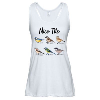 Nice Tits Funny Bird Watching Birding Ladies Essential Flowy Tank