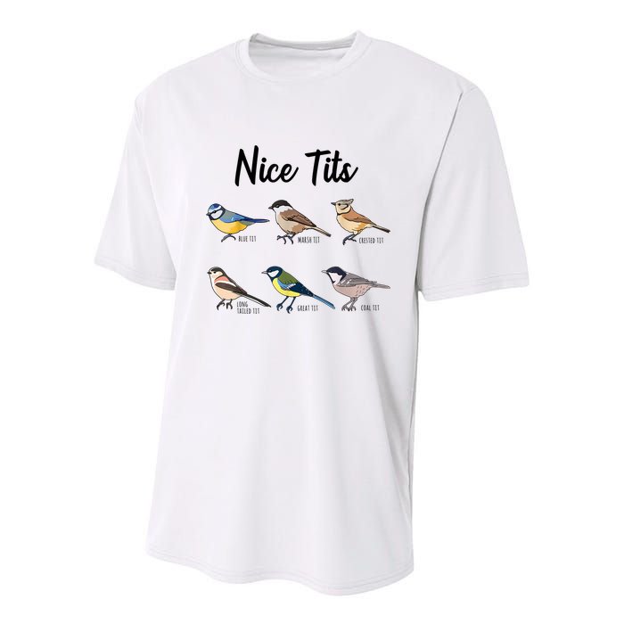 Nice Tits Funny Bird Watching Birding Youth Performance Sprint T-Shirt
