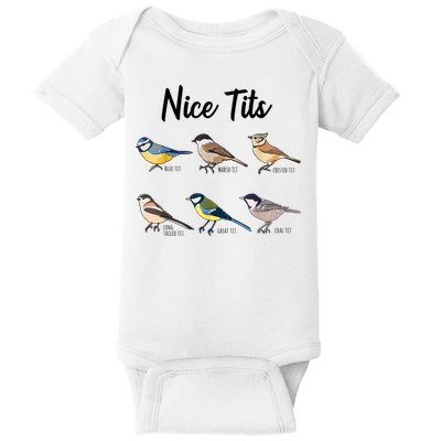 Nice Tits Funny Bird Watching Birding Baby Bodysuit