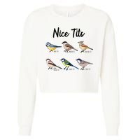 Nice Tits Funny Bird Watching Birding Cropped Pullover Crew