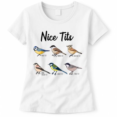 Nice Tits Funny Bird Watching Birding Womens T-Shirt