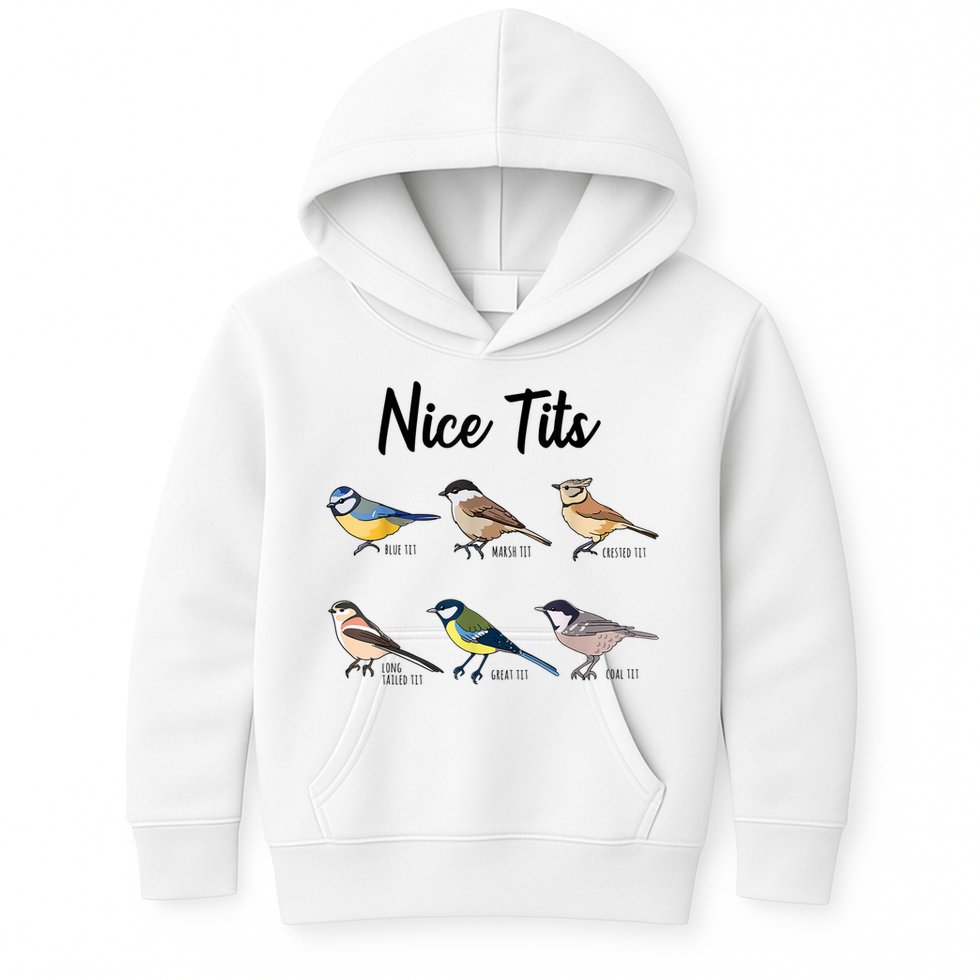 Nice Tits Funny Bird Watching Birding Kids Hoodie