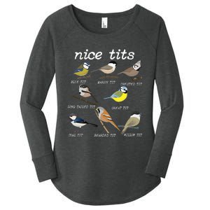 Nice Tits Funny Bird Watching Funny Tit Birds Birdwatcher Women's Perfect Tri Tunic Long Sleeve Shirt