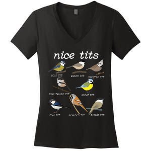 Nice Tits Funny Bird Watching Funny Tit Birds Birdwatcher Women's V-Neck T-Shirt