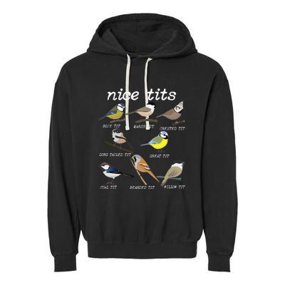 Nice Tits Funny Bird Watching Funny Tit Birds Birdwatcher Garment-Dyed Fleece Hoodie