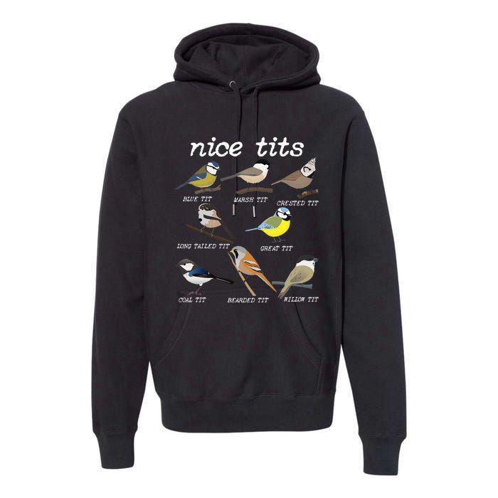 Nice Tits Funny Bird Watching Funny Tit Birds Birdwatcher Premium Hoodie