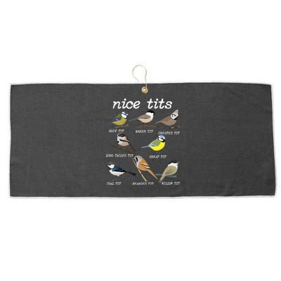 Nice Tits Funny Bird Watching Funny Tit Birds Birdwatcher Large Microfiber Waffle Golf Towel