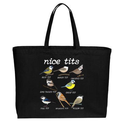 Nice Tits Funny Bird Watching Funny Tit Birds Birdwatcher Cotton Canvas Jumbo Tote