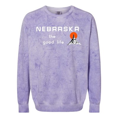 Nebraska The Good Life Vintage Road Sign Colorblast Crewneck Sweatshirt