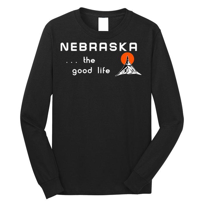 Nebraska The Good Life Vintage Road Sign Long Sleeve Shirt