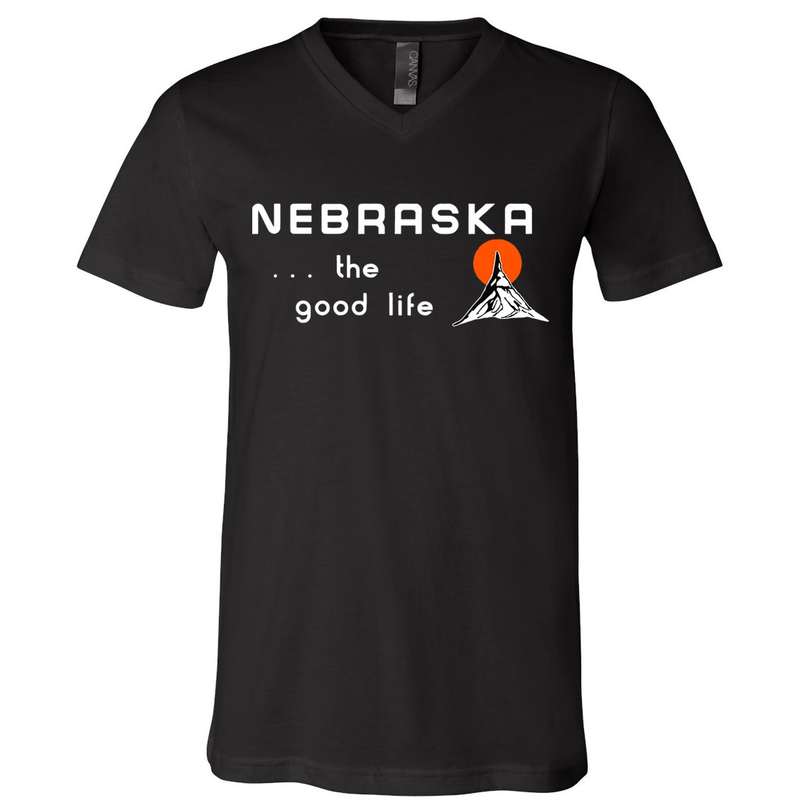 Nebraska The Good Life Vintage Road Sign V-Neck T-Shirt