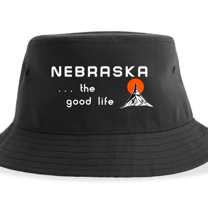 Nebraska The Good Life Vintage Road Sign Sustainable Bucket Hat