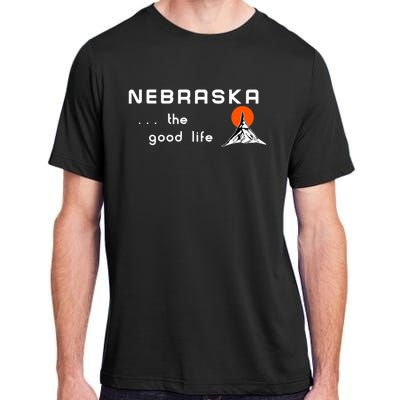 Nebraska The Good Life Vintage Road Sign Adult ChromaSoft Performance T-Shirt