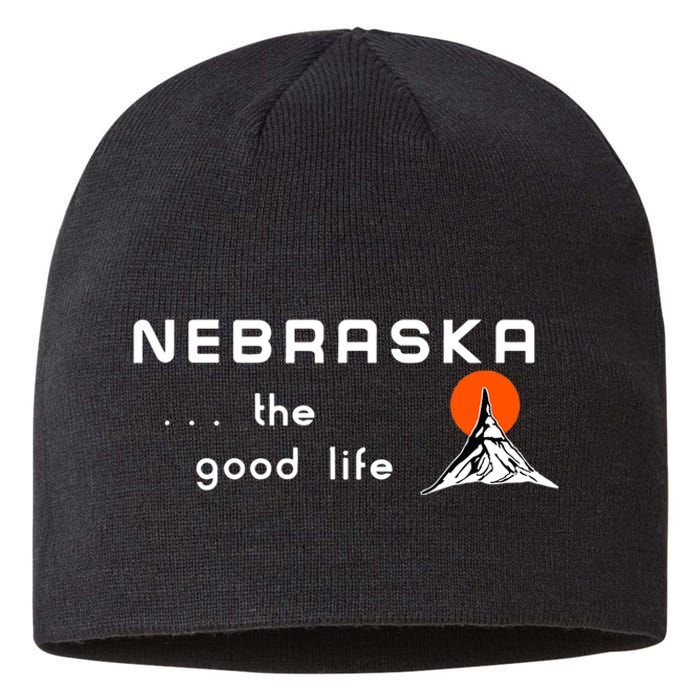 Nebraska The Good Life Vintage Road Sign Sustainable Beanie