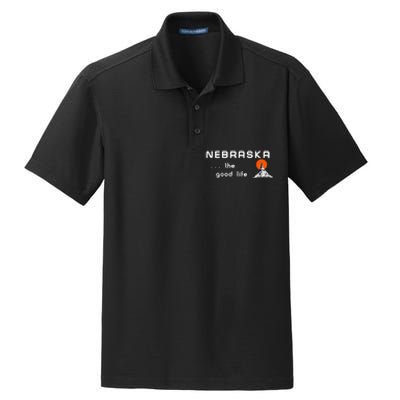 Nebraska The Good Life Vintage Road Sign Dry Zone Grid Polo