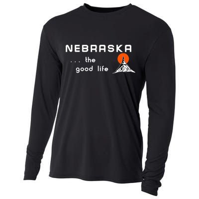 Nebraska The Good Life Vintage Road Sign Cooling Performance Long Sleeve Crew