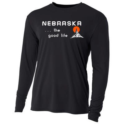 Nebraska The Good Life Vintage Road Sign Cooling Performance Long Sleeve Crew