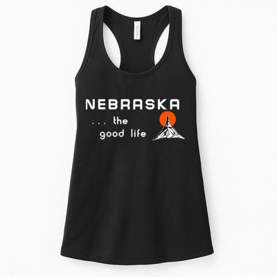 Nebraska The Good Life Vintage Road Sign Womens Tank Top