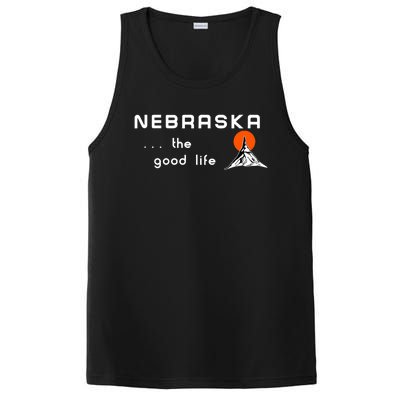 Nebraska The Good Life Vintage Road Sign PosiCharge Competitor Tank