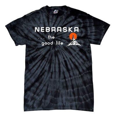 Nebraska The Good Life Vintage Road Sign Tie-Dye T-Shirt