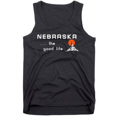 Nebraska The Good Life Vintage Road Sign Tank Top