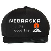 Nebraska The Good Life Vintage Road Sign Wool Snapback Cap