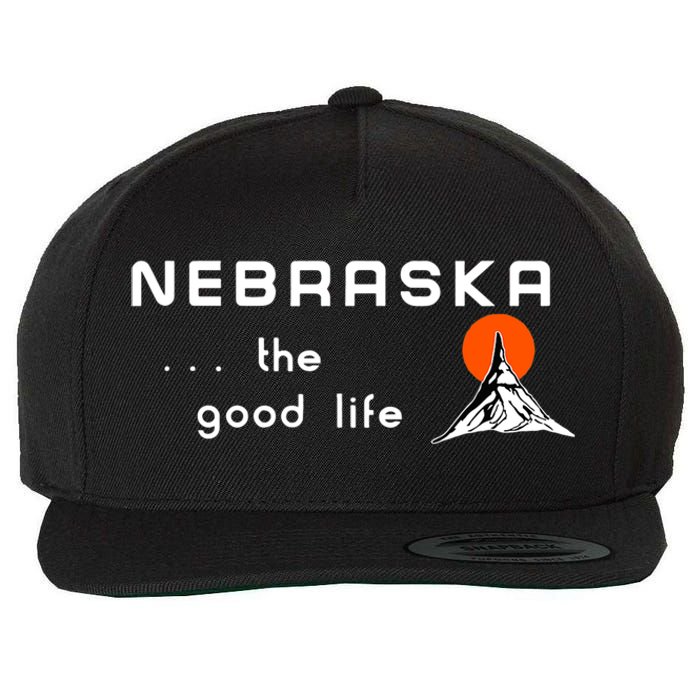 Nebraska The Good Life Vintage Road Sign Wool Snapback Cap