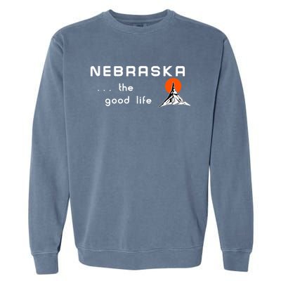 Nebraska The Good Life Vintage Road Sign Garment-Dyed Sweatshirt