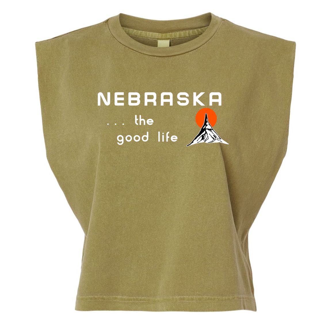 Nebraska The Good Life Vintage Road Sign Garment-Dyed Women's Muscle Tee