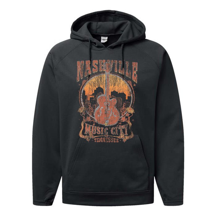 Nashville Tennessee Guitar Country Music City Guitarist Performance Fleece Hoodie