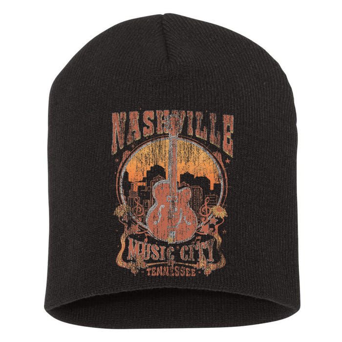 Nashville Tennessee Guitar Country Music City Guitarist Short Acrylic Beanie