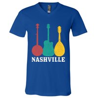 Nashville Tennessee Guitar Player Country Music City Vintage Gift V-Neck T-Shirt