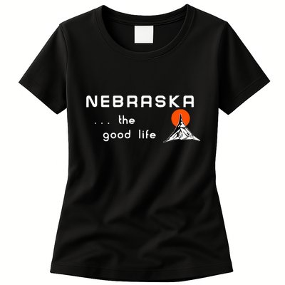 Nebraska The Good Life Vintage Road Sign Womens T-Shirt