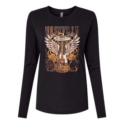 Nashville Tennessee Guitar Country Music City Guitarist Gift Womens Cotton Relaxed Long Sleeve T-Shirt