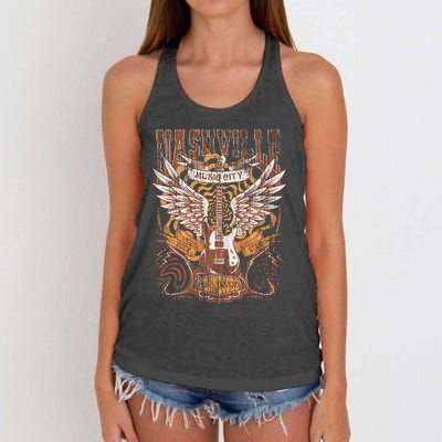 Nashville Tennessee Guitar Country Music City Guitarist Gift Women's Knotted Racerback Tank