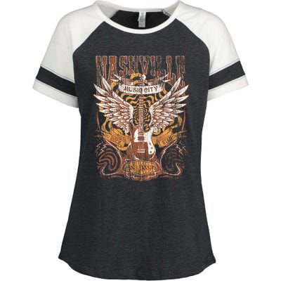 Nashville Tennessee Guitar Country Music City Guitarist Gift Enza Ladies Jersey Colorblock Tee