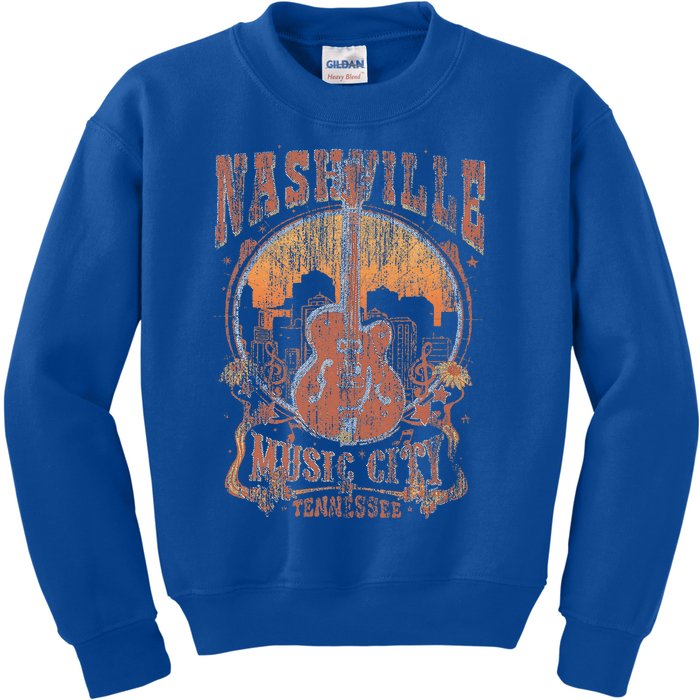 Nashville Tennessee Guitar Country Music City Guitarist Gift Kids Sweatshirt