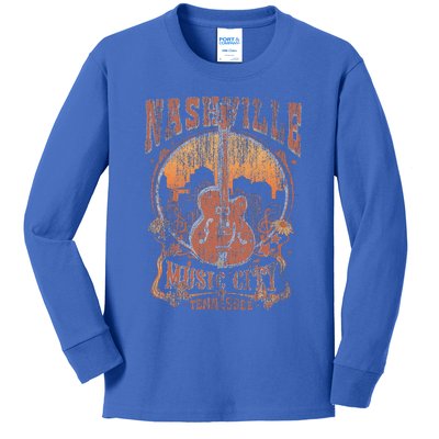 Nashville Tennessee Guitar Country Music City Guitarist Gift Kids Long Sleeve Shirt