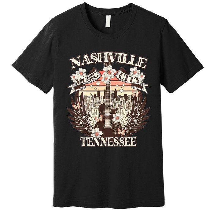 Nashville Tennessee Guitar Country Music City Guitarist Premium T-Shirt