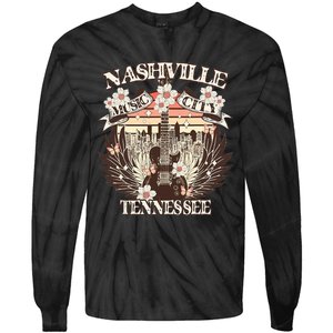 Nashville Tennessee Guitar Country Music City Guitarist Tie-Dye Long Sleeve Shirt